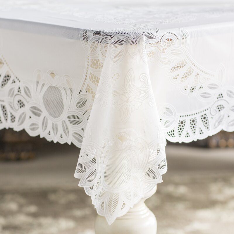 Astoria Grand Fenn Crochet Vinyl Lace Rectangle Tablecloth Reviews